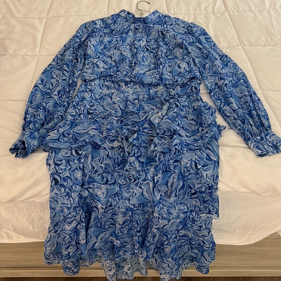 COPY - Saloni Isa Ruffled dress size 8 periwinkle blue - Picture 3 of 3